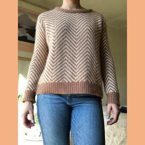 Ganni Patterned Wool-Blend Camel Sweater